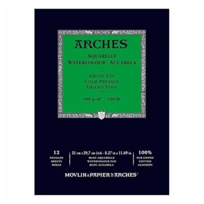 Obrázek ARCHES A1795091 Aquarelle 100% fein 300 g geleimter A4 Block 12 Blatt naturweiß