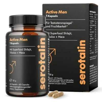 Obrázek serotalin® ACTIVE MEN maca kapsle ve vysokých dávkách 60 Pills I černý extrakt s shilajit Tribulus Terrestris Pískavice zinek selen &amp; vitamíny