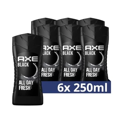 Obrázek Axe Sprchový gel a šampon Black 3 v 1 pro celodenní svěžest, neodolatelnou vůni příjemnou sprchu dermatologicky testován 6 x 250 ml
