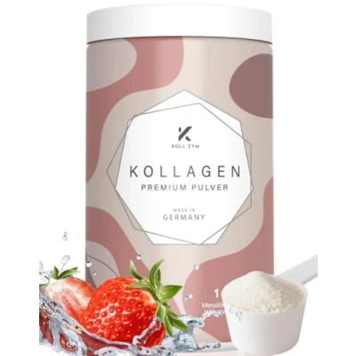 Obrázek KOLL`ZYM© 100% kolagenový prášek s vysokou dávkou [300 g] Originál Collagenové peptidy Bioaktivní kolagen Žádný hydrolyzát chuťově neutrální Made in Germany