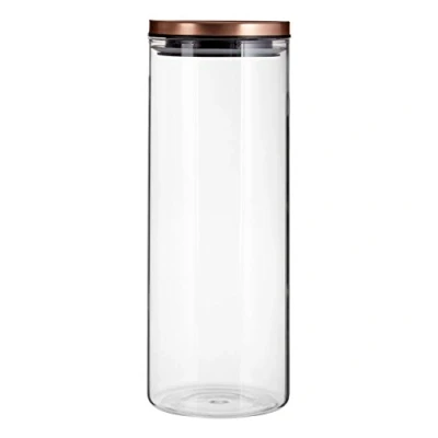 Obrázek Premier Housewares Freska Rose Gold Lid Aufbewahrung Aufbewahrungsglas aus Glas 1600ml, Glas, PP Polypropylen, Silikon, Zinn, 10x10x26