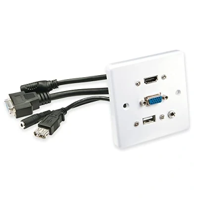 Obrázek LINDY Nástěnná připojovací deska VGA/HDMI/USB/3,5 mm Stereo 60220, bílá, 8,5 x 1,0 centimeters
