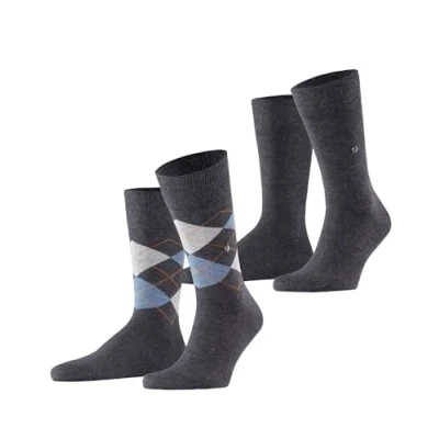 Obrázek Burlington Everyday Argyle Mix 2 ks pánských ponožek z měkké česané bavlny, Šedá (Anthracite Melange 3081).