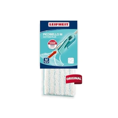 Obrázek Leifheit Stírací podložka Picobello M cotton plus ze Supra a bavlněných vláken, potah na kamenné dlaždicové podlahy, mop podlahu