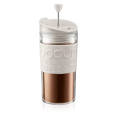Obrázek Bodum K11102 913 Travel Press Set Kávovar s extra násadou na pití 0,35 l, krémově bílá