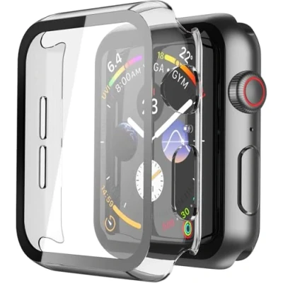 Obrázek Misxi Transparentní tvrdé pouzdro se sklem ochrana displeje kompatibilní s Apple Watch řady 6 / SE/série 5 4 44 mm, 2 kusy
