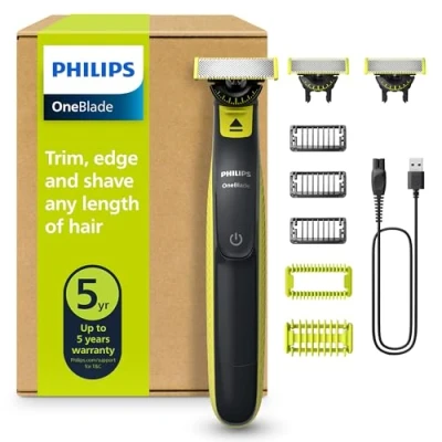 Obrázek Philips OneBlade 360 Face &amp; Body elektrický zastřihovač vousů, holicí strojek a pro zastřihování, styling holení, 3 x čepelí, 3x zastřihovací nástavce (1,3,5 mm), 2x na