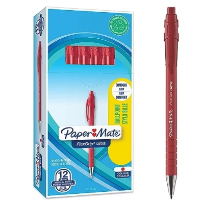 Obrázek Paper Mate Flexgrip Ultra tlakové kuličkové pero střední špička (1,0 mm) červená 12dílná krabička