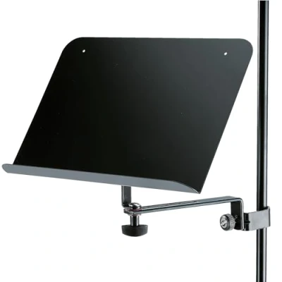 Obrázek K&amp;M 115/2 držák not a konceptů černý 30 cm x 21 sklopná nastavitelná přihrádka na noty do Ø trubky 3