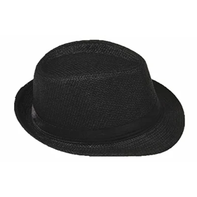 Obrázek Miobo Slaměný klobouk, Fedora pro pány, dámy, děti, Trilby Design, ochrana proti slunci, černá (slaměný klobouk)