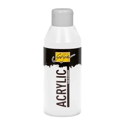 Obrázek KREUL 84201 Solo Goya Acrylic bílá, 250ml láhev, krémová univerzální akrylová barva ve studiové kvalitě, na bázi vody, rychle a matně schnoucí, dobře krycí, voděodolná