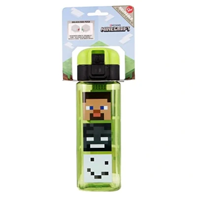 Obrázek Minecraft Kinder wiederverwendbare Flasche mit Anti Tropf System und Tragegriff einfache Push Button Öffnung Bpa frei leichtes langlebiges Material Kapazität 550 ml
