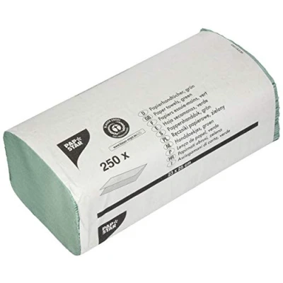 Obrázek Papstar, 250 listů papíru na ručníky 23 cm x 25 zelený cik cak kleště, V Falz, 1vrstvý, #17205