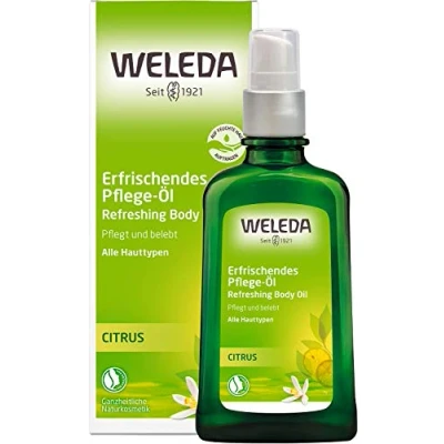 Obrázek WELEDA Tělový olej Bio Citrus přírodní éterická kosmetika péče o pleť masážní / pečující s citronovým olejem a mandeovým pro péči ochranu před suchou pokožkou osvěžující vůně