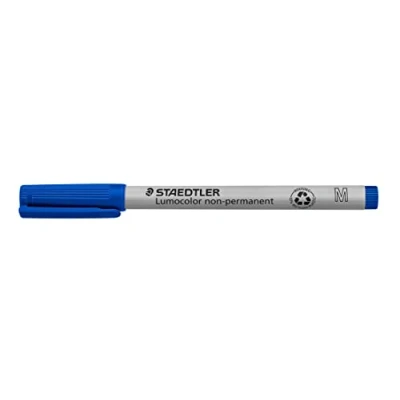 Obrázek STAEDTLER Fóliové pero Lumocolor, modrá, rozpustná ve vodě, Made in Germany, doplňovací, dlouhá životnost, kulatý hrot M cca 1,0, 10 modrých univerzálních tužek v kartonovém pouzdře, 315 3