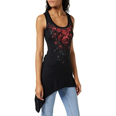 Obrázek Spiral Blood Rose dámský top černý gotický, Nu Goth, Rockwear, černá
