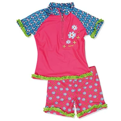 Obrázek Playshoes Unisex dětské koupací sada s UV ochranou, dvoudílná triko, šortky, plavky, Květiny