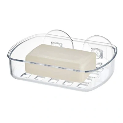 Obrázek iDesign Basic držák mýdla s přísavkou do sprchy, z odolného plastu se dvěma silnými přísavkami, průhledný, 13,3 cm x 10,2 5,1