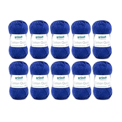 Obrázek Gründl Cotton Quick Uni, 10 klubků po 50 g (odolná a odolná vlna, snadno udržovatelná pratelná příze ze 100% bavlny, g/125 m, tloušťka jehlic: 3 4, x g), námořnická modř