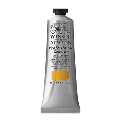 Obrázek Winsor &amp; Newton Profesionální akrylová barva 2320039 v umělecké kvalitě, vysoká zářivost barev a krycí schopnost, archivní kvalita, 60ml tuba pravá žlutá tmavá