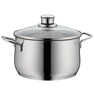 Obrázek WMF hrnec na vaření Diadem Plus velký, 20 cm vysoký, maso indukční 3,7 l, skleněná poklice, leštěná nerezová ocel Cromargan, bez povrchové úpravy