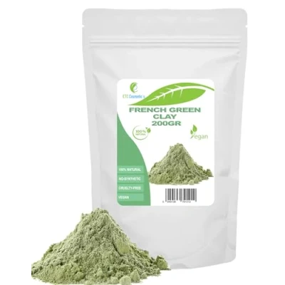 Obrázek Francouzský zelený jíl (French green clay) 200 g DIY obličejové masky, masky na tělo, vlasové jemné peelingy a scrubs, výroba mýdla, anti aging napnutí pokožky, přírodní