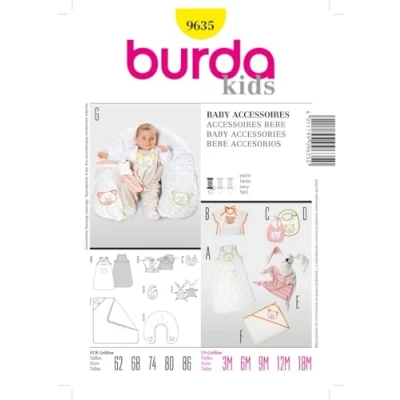 Obrázek Burda Střih 9635 Baby Accessoires vel. 19 x 13 cm 62 86 EU