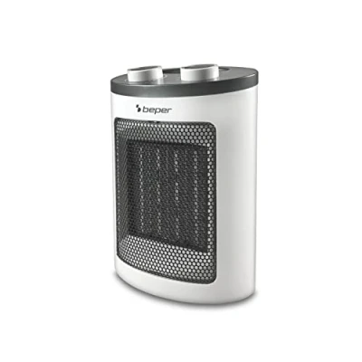 Obrázek BEPER RI.080 Heizlüfter aus Keramik, modernes Design, kompakt, platzsparend, regelbares Thermostat, zwei Leistungen, Überhitzungsschutz, mit Griff, PTC Fan Heater, Weiß/Schwarz