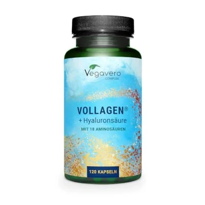 Obrázek Veganské kolagenové kapsle ve vysokých dávkách jedinečné: Značková surovina VOLLAGEN® Vegan kolagen s kyselinou hyaluronovou laboratorně testováno bez přísad německá výroba Vegavero®