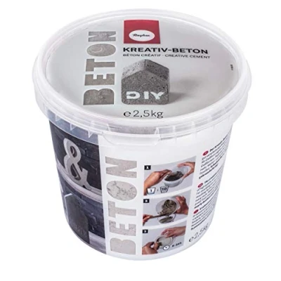 Obrázek Rayher 34153000 kreativní beton, světle šedá, kutilský beton pro kutilství, odlévání, betonový prášek lití, bez prachu, připravený k použití, promíchejte vodou, 2,5 kg