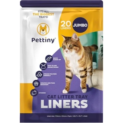 Obrázek Pettiny Jumbo Katzentoilettenbeutel mit Zugbändern 20er Pack Kratzfeste Tüten für Riesige Katzentoilette