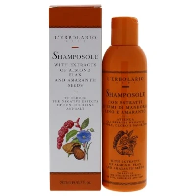 Obrázek L&#039;Erbolario ShampoSole, Mildes Shampoo für Alle Haartypen, Repair mit Mandelsamenextrakten, Entfernt Salz, Sand und Chlor, Größe: 200 ml
