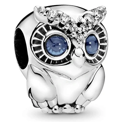 Obrázek PANDORA Charm &quot;Třpytivá sova&quot; 798397NBCB, Stříbro, Kubická zirkonie