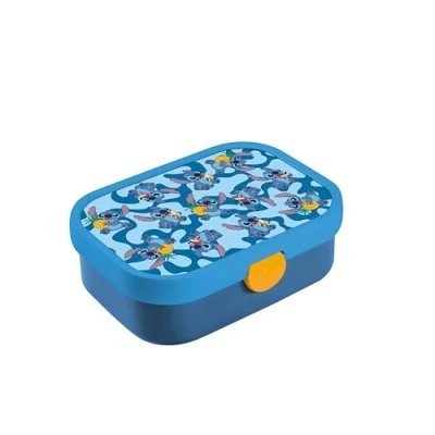 Obrázek Mepal Lunchbox Campus Bento pro děti Krabička na svačinu s přihrádkou a vidličkou Meal Prep Box uzávěrem klip bez BPA &amp; vhodná do myčky 750 ml Stitch