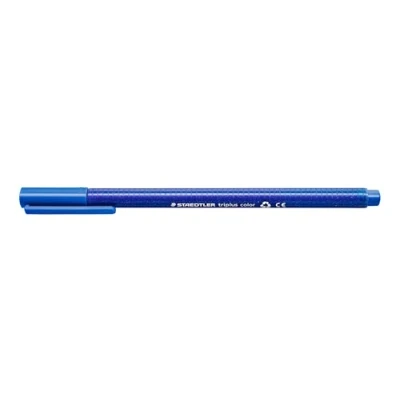 Obrázek STAEDTLER Fixy triplus color, ultramarínová modrá, trojhranná, stabilní, neohromující špička, šířka linky cca 1 mm, vhodné pro děti, Made in Germany, 10 fibre tip pens v kartonovém pouzdře, 323 37