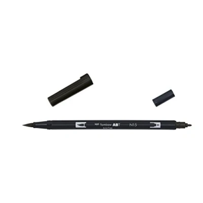 Obrázek Tombow ABT Dual Brush Pero, N15 1P, tužka se dvěma hroty, perfektní pro ruční psaní a Bullet Journal, roztíratelné vodou, černé