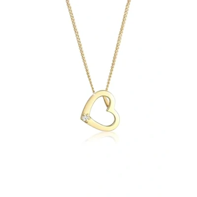 Obrázek Elli DIAMONDS řetízek na krk dámy srdce láska s diamantem (0. 015 ct.) Love in 585 žluté zlato, Žluté Diamant