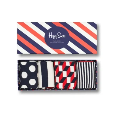 Obrázek Happy Socks Ponožky Dámské pruh dárkové krabičky, balení 4, modrá (Navy 6000), 36 40 EU