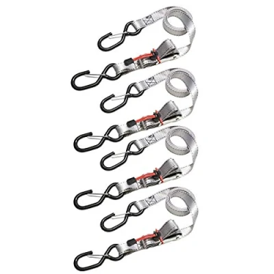Obrázek Master Lock 3062EURDAT upínací popruh S hákem a ráčnou, šedý, 1,80 m x 25 mm, sada 4 ks
