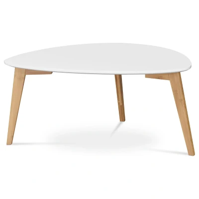 Obrázek Stůl konferenční 85x48x40 cm, MDF bílá deska, nohy bambus přírodní odstín AF 1182 WT