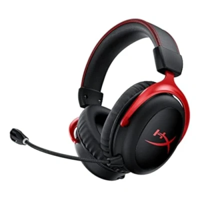 Obrázek HyperX Bezdrátová herní sluchátka Cloud II, 2,4 GHz, baterie 30 hodin, dosah 20 m, DTS Headphone Spatial Audio, 53mm ovladač, komfort, odnímatelný mikrofon, černočervená