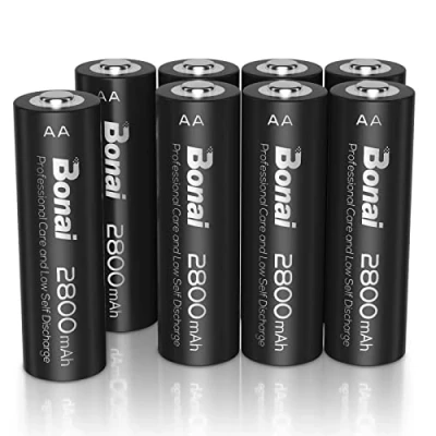 Obrázek BONAI baterie AA 2800 mAh 8 kusů dobíjecí vysoká kapacita 1,2 V Mignon Accu NI MH Nabíjecí HR6 nízké samovybíjení