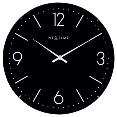 Obrázek NeXtime 3157ZW velké nástěnné hodiny Basic DOME, tiché, kulaté, Ø 35,6 cm, černé