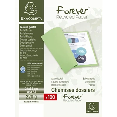 Obrázek Exacompta Balení 410020E (se 100 kryty na spisy, Forever, z recyklovaného kartonu 250 g, DIN A4, 21 x 29,7 cm) fuchsiová