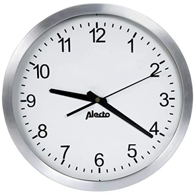 Obrázek Alecto AK 10 Velké analogové nástěnné hodiny do obývacího pokoje s průměrem 30 cm velký ciferník tichým quartzovým strojkem bílé