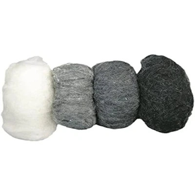 Obrázek Rayher Hobby plstěná vlna, čistá střižní rouno, šedé melírované, 5 barev à 20 g, vlna 100 100% na plstění, pohádková 5363200