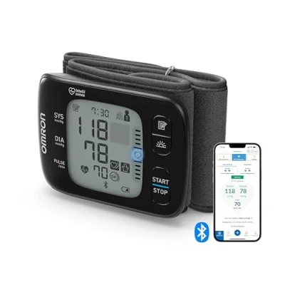 Obrázek OMRON RS7 Intelli IT zápěstní tlakoměry, vítěz testu Stiftung Warentest 09/2020, s pozičním senzorem a funkcí Bluetooth