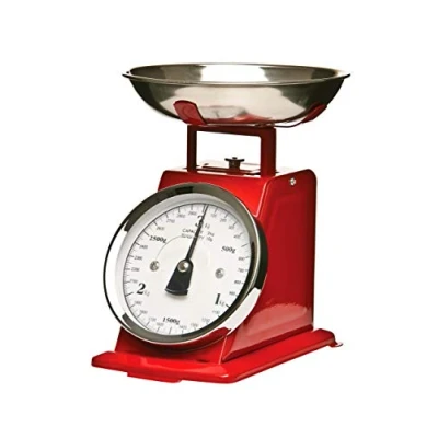 Obrázek Premier Housewares kuchyňská váha v retro vzhledu s miskou z ušlechtilé oceli, červená