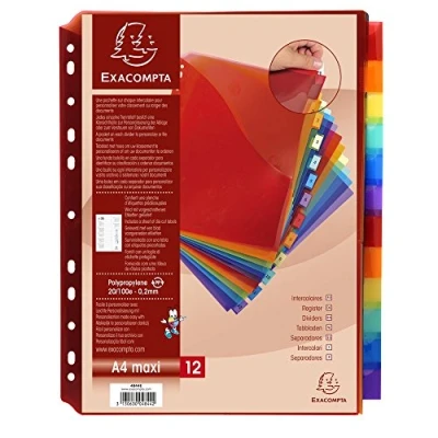 Obrázek Exacompta 4844E Premium Register mit Tasche für DIN A4 MAXI aus langlebigem Kunststoff 8 teilig volle Höhe 25 x 30 cm vollfarbig 2 4 Farben Etikettenbogen zum Beschriften Trennblätter