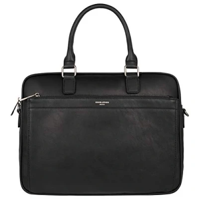 Obrázek David Jones Pánská velká aktovka Mann 15 palců Taška na laptop PU kůže pracovní Business kabelka přes rameno Messenger Bag Briefcase, černá,